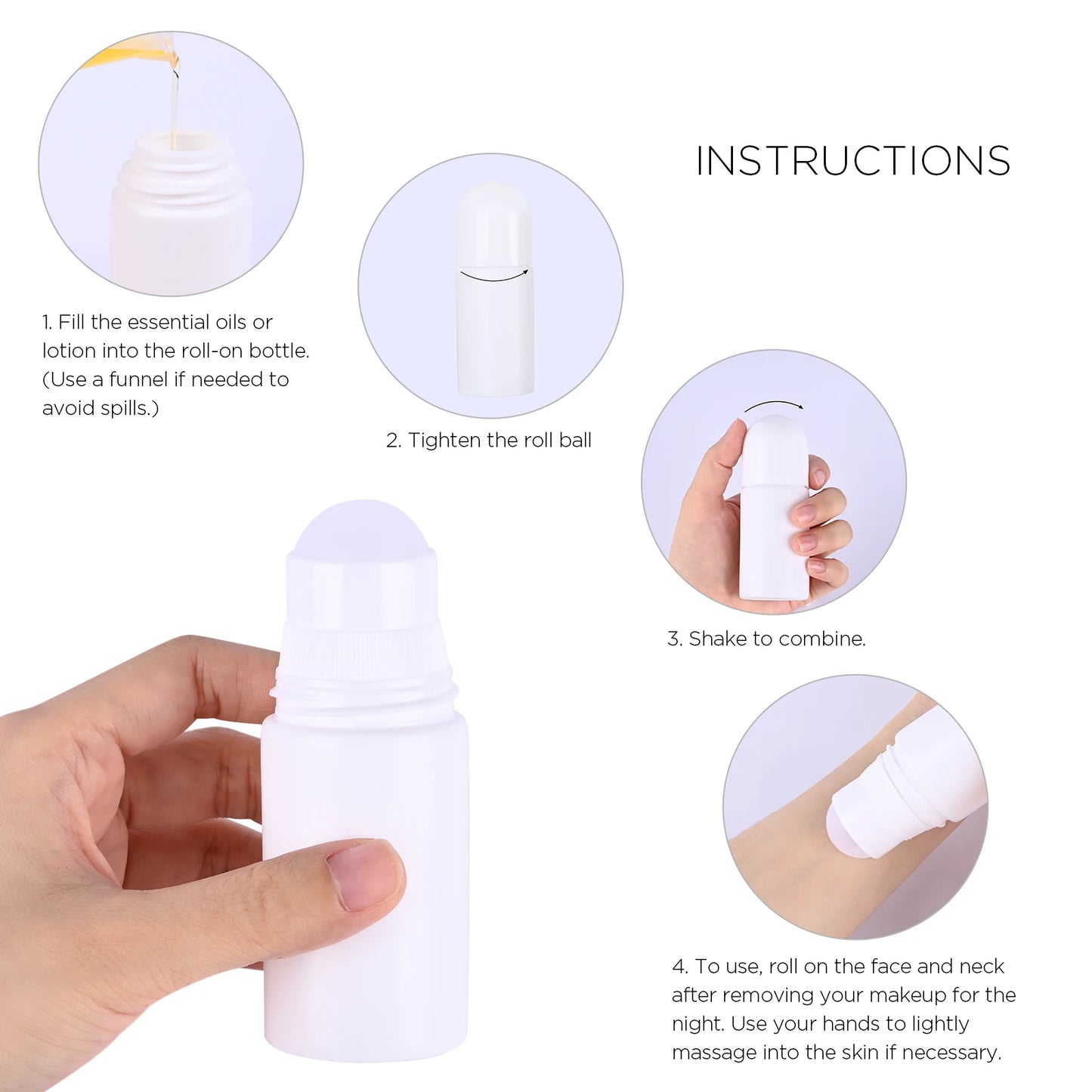Plastic 50ml Refillable Roller Bottle