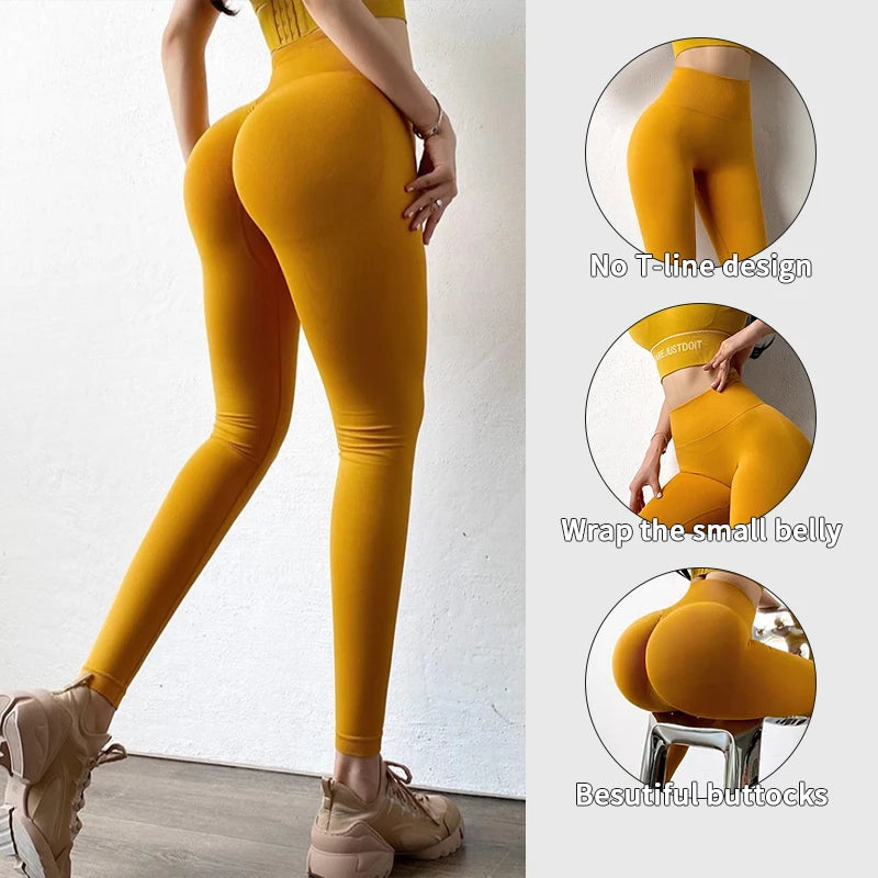 Women's Seamless Peach Hip Yoga Pants